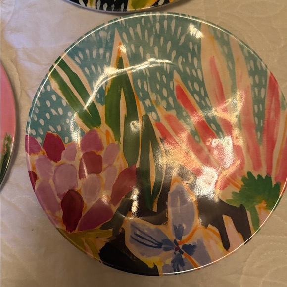 Lulie Wallace for Anthropologie floral melamine plates. Salad, dessert. Six - Picture 7 of 8